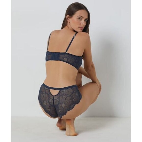 Etam Women's Flexi Lace Shorty Boyshort Panties, Navy Blue, Small - Picture 5 of 7